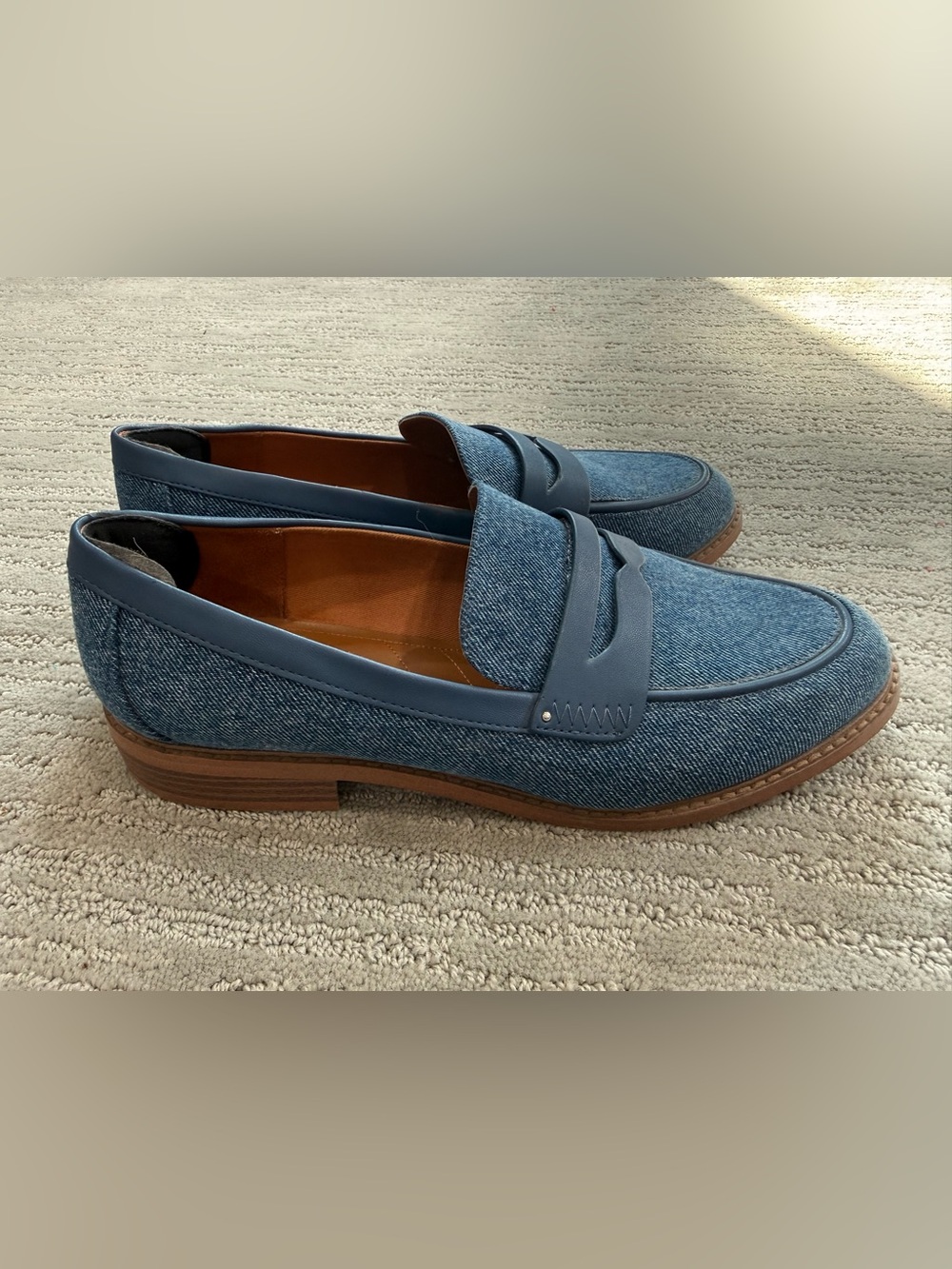 Franco Sarto Denim Chrissy Penny Loafers Blue Women’s 10W Wide
